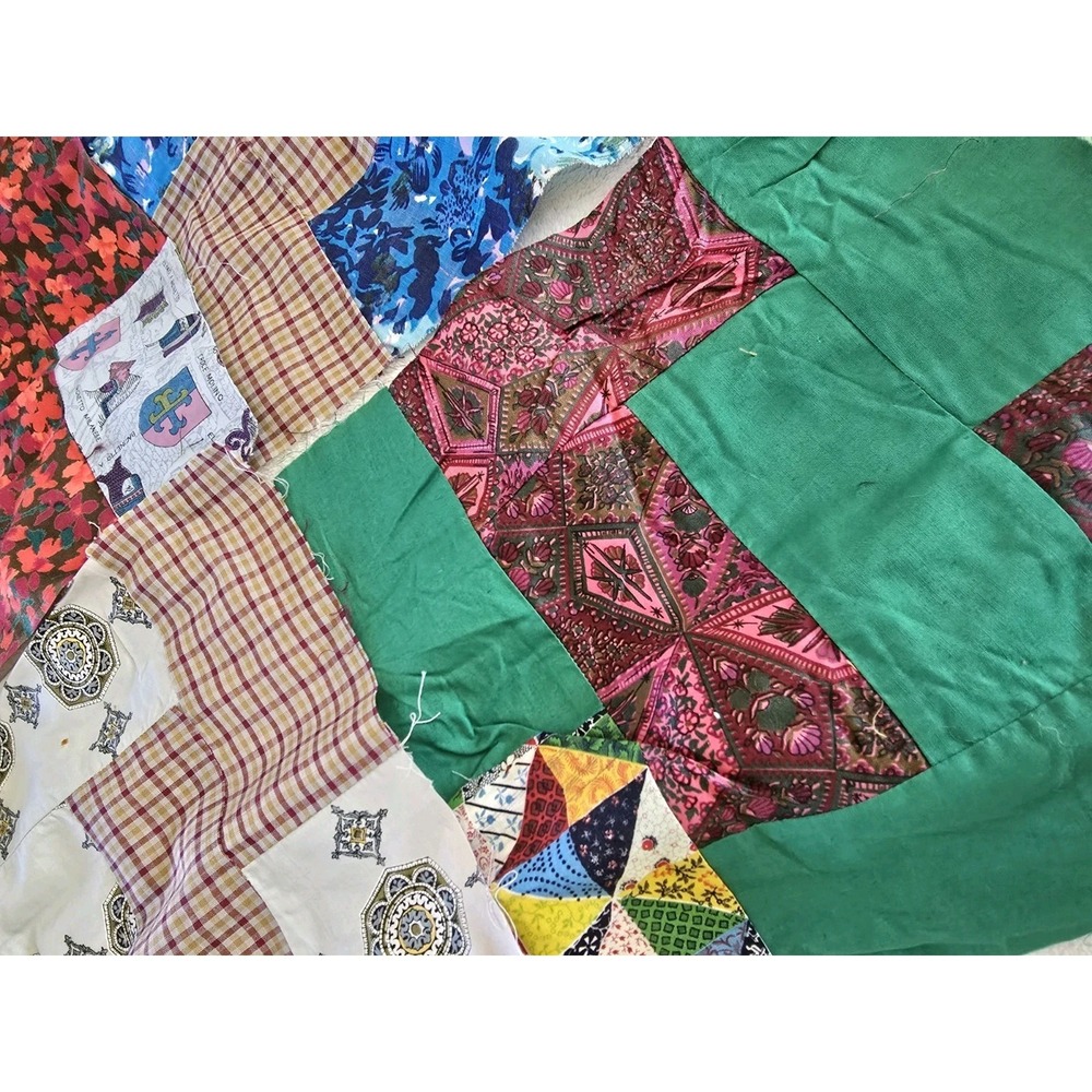 Mixed Lot of 18 Vintage Quilt Blocks Tops Mix of Fabrics & Styles - Picture 6 of 7